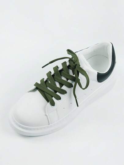 1 Pair Solid Color Flat Polyester Shoelaces, Suitable For Skate Shoes, Casual Shoes, Sports Shoes, Valentine's Day Gift