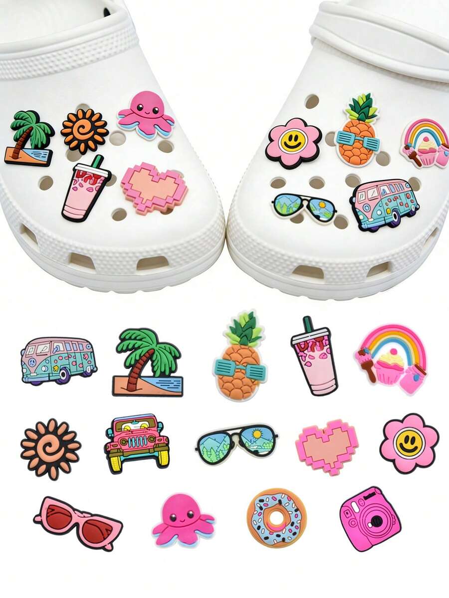14pcs Assorted Cute Shoe Clips & Charms, Decorative Accessories For Adults & Kids, Party Favors - Multicolor - View 1