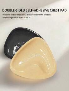 1 Pair Invisible Double-Sided Sticky Bra Pads, Triangle Silicone Push Up Inserts, Reusable Breast Lift Nipple Covers For Backless, Strapless, Bikini & Summer Dresses - Black - View 7