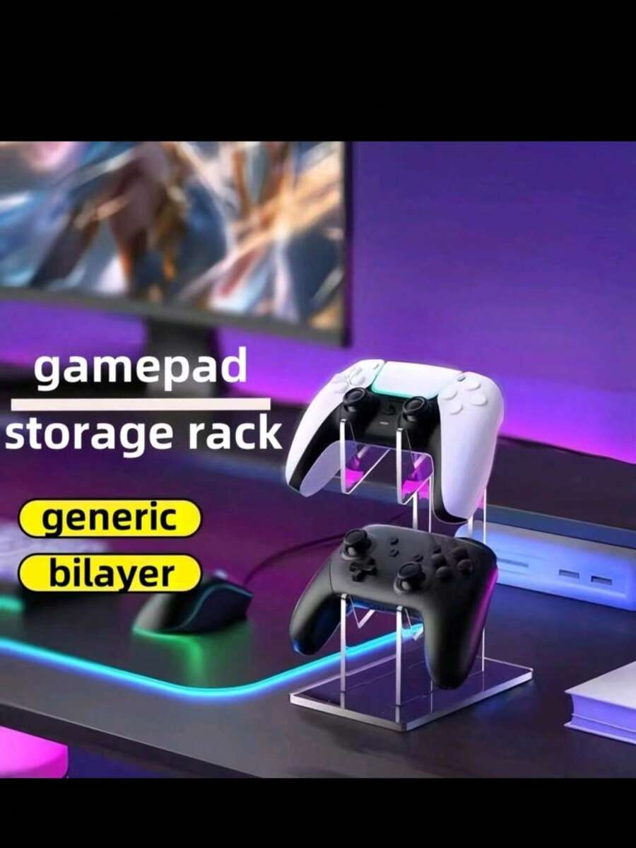 1pc Multifunctional Game Controller Display Stand, Dual-Layer Headphone & Controller Storage Holder, Universal Design - Multicolor - View 1