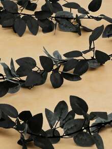 1 pieza Guirnalda de hojas de rosa, decoración DIY para boda, sala de estar, mesa de comedor - Negro - Ver 3