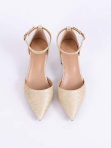 Giày sandal đế dày cho nữ, kiểu dáng gợi cảm, mũi nhọn, thoải mái, hàng mới về cho mùa xuân/hè. - Màu be - Xem 5