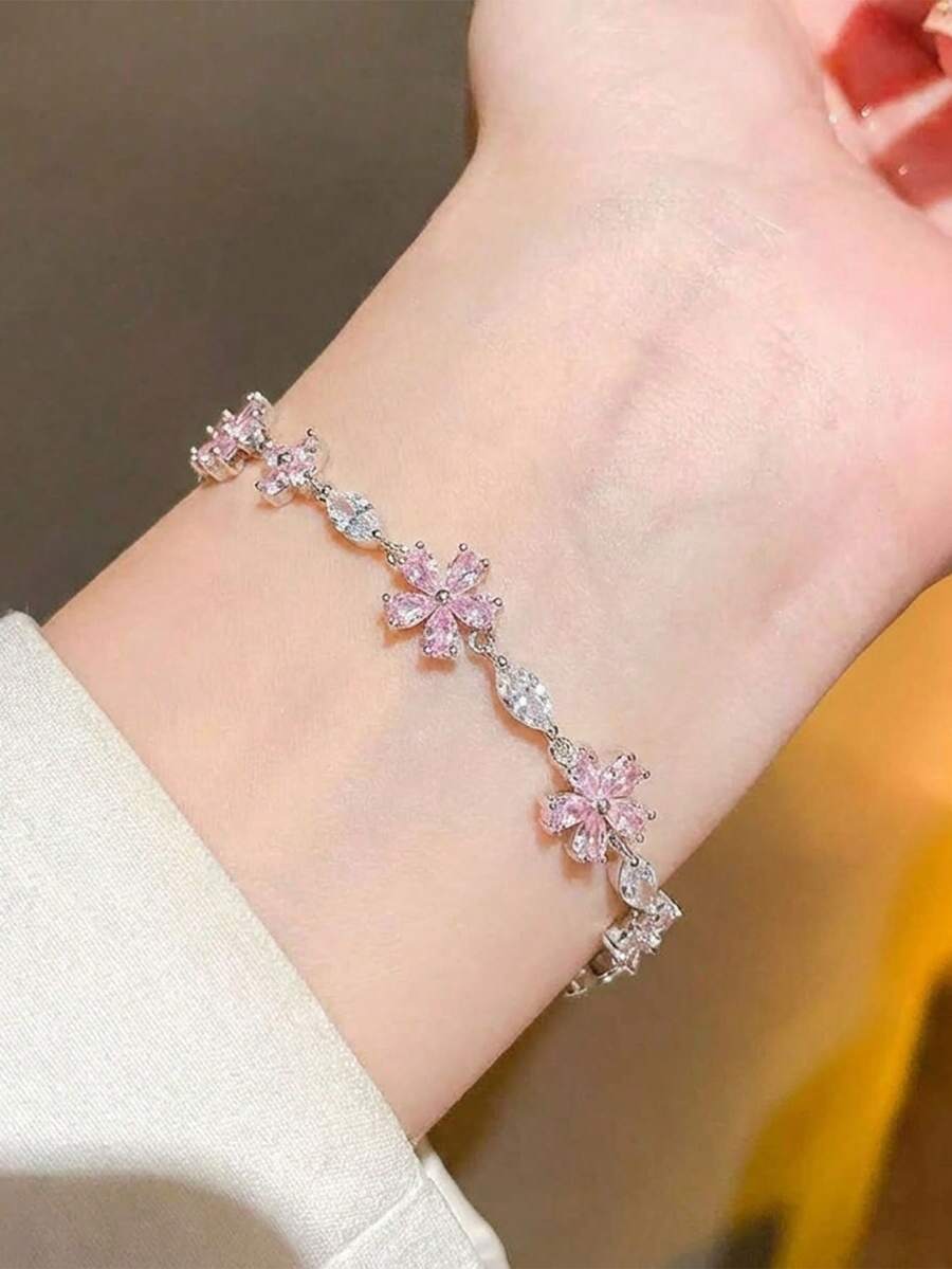 1 chiếc vòng tay hình bướm nơ màu hồng hoa anh đào, thích hợp để đeo hàng ngày, làm quà tặng. - Nhiều màu - Xem 1