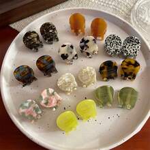 2 Pcs/Set Mini Acetate Hair Claw Clips Round Geometric Hair Claws Simple Cute Sweet Hair Clips Side Clips Women's Hair Accessories, Dopamine Hair Clips Hairpins Hair Clips Hair Ties Hair Clips For Autumn And Winter Holiday Outfits For Women Summer Outfits - Multicolor - View 1