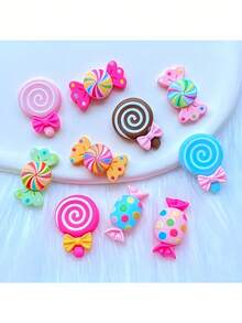 30pcs/Set Cute Mixed Resin Candy Flat Back Charms, Slime Making Supplies For DIY Crafts, Scrapbooking, Party Favors, Halloween Candy Party Decor, Christmas Home Wall Decoration (Random Color & Style) - Multicolor - View 8