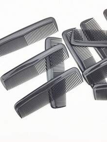 12 piezas Peine portátil de doble peine para cortar el cabello, peine de dientes gruesos y delgados para peluquería, salón de belleza, artículos esenciales de viaje, productos para el cabello, decoración del hogar, kit de herramientas para el peinado, verano, vacaciones - Negro - Ver 3