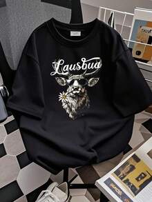 T-shirt femme Impression T-shirt homme Chemise de costume Hisch Alpen Edelweiss Lettering Lausbua Bavière - Noir - Voir 2