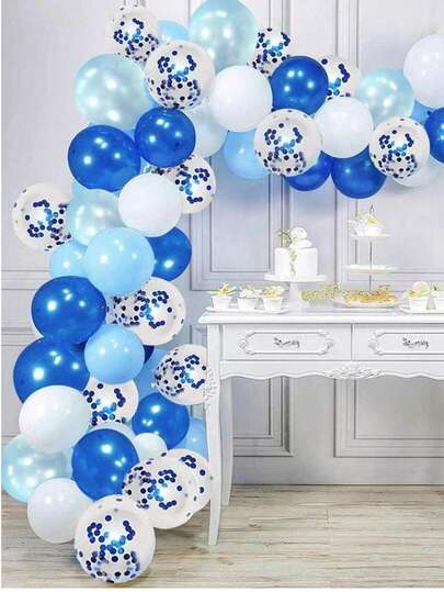 Bộ trang trí cổng vòm bằng bóng bay màu xanh dương, nhiều kích cỡ khác nhau, bóng bay cao su màu xanh pastel ánh kim 10 inch, thích hợp cho sinh nhật, Ngày Valentine, tiệc cưới, lễ đính hôn, kỷ niệm, lễ tốt nghiệp, trang trí theo chủ đề đại dương.