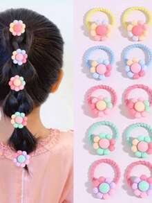 10 cái Dây buộc tóc trang trí hoa cho bé gái để trang trí tóc - Nhiều màu - Xem 4