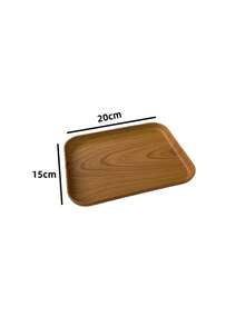 1个木纹塑料托盘，长方形餐盘，咖啡厅甜点盘，储物盘，蛋糕盘 - 棕色 - 查看 10