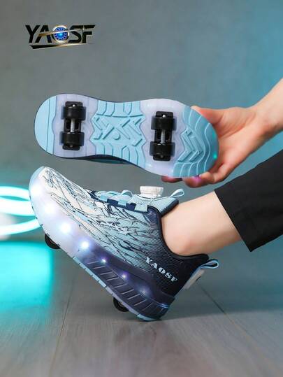  YAOSF Brand Roller Shoes, High-End LED Roller Skate Shoes, Upgraded Luminous Sports Shoes For Teenagers, Walkable And Rollable Flying Shoes, Fashionable Lighting Walking Shoes, Outdoor Sports Roller Skate Shoes, Flashing Super Cool Children Shoes, Colorful Lighting For Boys And Girls, Luminous Sports Shoes