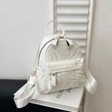 New Fashionable Casual Classic Small Women Backpack, Leather Oxford Dual-Use Handbag - White - View 11