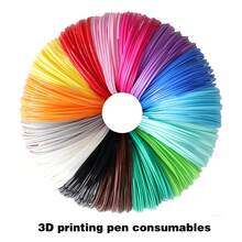 鮮豔色彩3D列印筆附PLA耗材補充包，每色3米PLA樣品包，相容於MYNT3D SCRIB3D DIY藝術手工藝用品，完美禮物，隨機顏色，藝術創作，創意手工，趣味設計，順暢列印（鮮豔色彩，隨機配送） - A - 查看 2