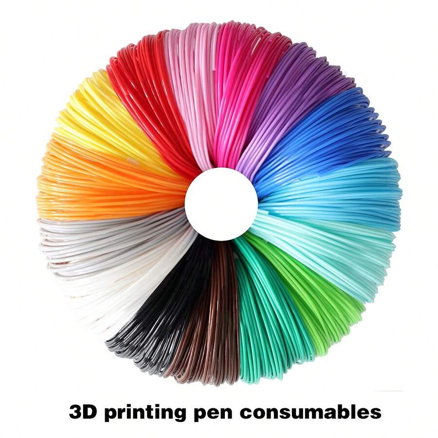鮮豔色彩3D列印筆附PLA耗材補充包，每色3米PLA樣品包，相容於MYNT3D SCRIB3D DIY藝術手工藝用品，完美禮物，隨機顏色，藝術創作，創意手工，趣味設計，順暢列印（鮮豔色彩，隨機配送）