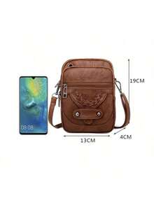 Multi-Functional Soft PU Leather Small Shoulder Bag For Women Vintage Crossbody Bag Cash Purse Cell Phone Bag - Multicolor - View 2
