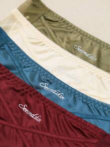 4pcs/Pack Mesh Satin Lace Trim High Waist Sexy Panties, Comfortable Lace Briefs For Women, Versatile For All Seasons - Multicolor - View 5