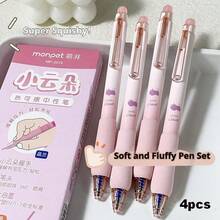 Bộ 4 bút bi gel có thể xóa, bút bi mềm có đầu mút, ruột bút 0.5mm, mực có thể xóa bằng nhiệt, thích hợp cho học sinh viết, đánh dấu, sửa lỗi, đồ dùng học tập. - Bút gel có thể xóa - Xem 12