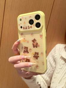 Ốp điện thoại thiết kế hình gấu dễ thương và bánh hoa, tương thích với iPhone 17, 16 Pro Max hoạt hình, 17 Pro Max nhựa, ốp lưng chống rơi mới cho nữ 16 Pro, 15 Pro, ốp lưng bảo vệ toàn diện 15. - Màu vàng - Xem 5