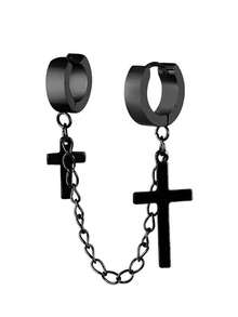 1件装男女通用朋克十字流苏耳环 - 多功能金属哥特式耳夹/耳钉，嘻哈时尚饰品 - 黑色 - 查看 10