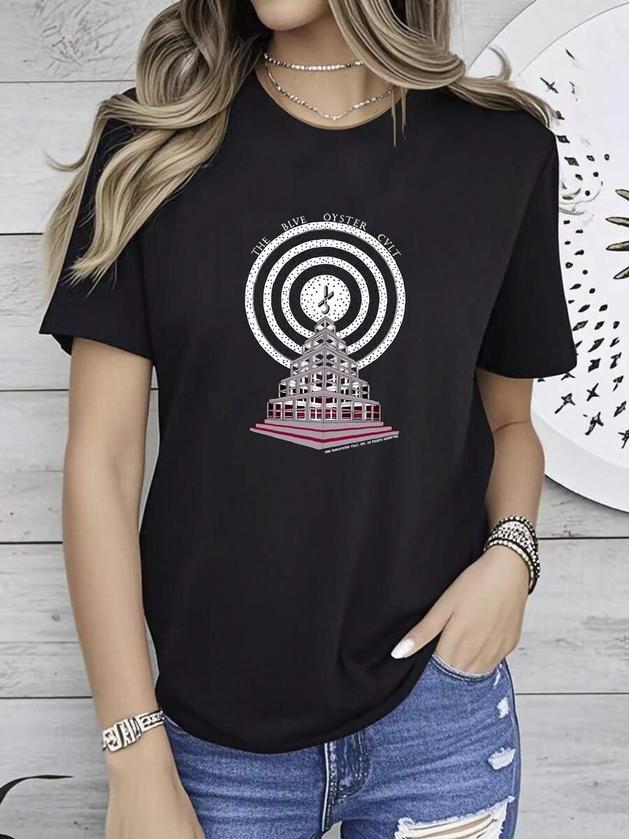 Women T-Shirt Print Vintage Blue Oyster Cult 1988 S-2345XL T-Shirt - Black - View 1