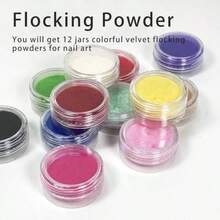 12 Boxs Flocking Powder Set White Black Sugar Nail Glitter For Nail Art Snow Nail Powder Sweater Velvet Powder DIY Manicure Decorations - 彩色 - 查看 2