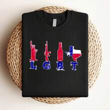 Maglietta da donna con stampa "Liberty Guns Beers Texas LGBT Conservative", maglietta con maniche lunghe o corte, pro 2° emendamento, orgoglio per lo stato del Texas - nero - Visualizzare 3