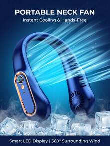GICOOK Portable Neck Fan, Bladeless Handheld Neck Fan, Wearable Personal Fan, 3-Speed ​​Adjustable USB Neck Fan, Summer Must-Have For Home, Office, Outdoor, Beach And Travel. - 彩色 - 查看 1