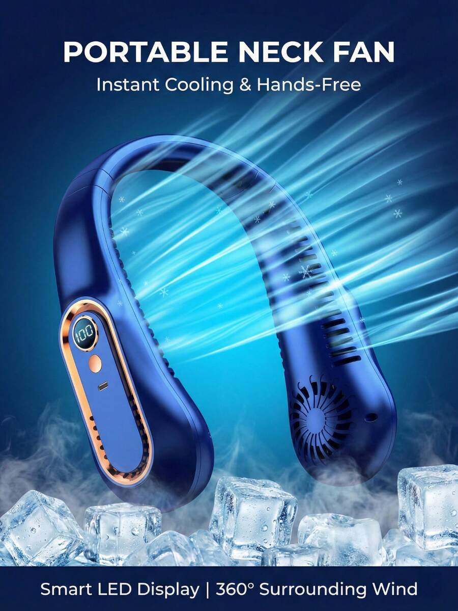 GICOOK Portable Neck Fan, Bladeless Handheld Neck Fan, Wearable Personal Fan, 3-Speed Adjustable USB Neck Fan, Summer Must-Have For Home, Office, Outdoor, Beach And Travel. - 彩色 - 查看 1