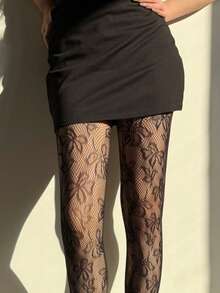 Medias de mujer con encaje floral y rejilla, mallas antirrotura para primavera/verano - Multicolor - Ver 8