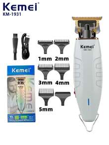 Kemei 1 máy cắt tóc điện KM-1931 dành cho nam, bộ dụng cụ cắt tóc chuyên nghiệp, điều chỉnh chính xác, máy tỉa tóc không dây. - Xám - Xem 4