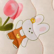 1pc Skin-Friendly Minimalist Plaid + Floral Quilted Wide-Edge Summer Quilt, Soft & Fine, Moisture-Wicking & Breathable, Minimalist & Elegant, Fashion Air Conditioning Quilt, Lightweight & Breathable Summer Quilt - Sweetness - View 9