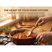 10 piezas Cucharas de madera, resistentes, ligeras y resistentes al calor, utensilios de cocina, suministros de cocina, accesorios de repostería - Marrón - Ver 9