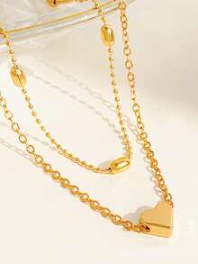 一套（2条）夏季简约心形脚链，百搭优雅 - 金色 - 查看 3