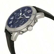 Fossil 1pc Men's Quartz Watch With Leather Strap, 3-Dial Display, Business Casual Style, Suitable For Daily Wear, Men's Gift - Blue - View 2