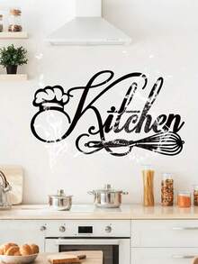 1 pieza Pegatina contemporánea negra para pared de cocina, pegatina impermeable, pegatina de PVC, fácil de pegar y quitar, para decoración del hogar, decoración del baño, decoración de la habitación, decoración de la sala de estar, vinilo decorativo para el hogar, artículos de decoración con pegatinas para refrescar tu hogar - A - Ver 9