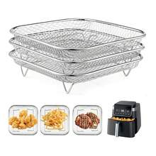 3/2/1 Pcs Air Fryer Rack Accessories, Multi-Layer Air Fryer Rack Set, Stainless Steel Stackable Bacon Air Fryer Accessories, Baking Basket, Toaster Rack, Cooking Rack, Suitable For Home Kitchen Baking And Cooking - Air Fryer Grill Rack - View 5