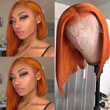 Ginger Bob Lace Front Wigs Human Hair For Women 8-16 Inch 13x4 Lace Frontal Straight Bob Orange Ginger Wig Lace Front Human Blended Hair Pre Plucked 180% Density Hairline With Baby Hair 350#(Blended Wigs-A Mix Of Human Blended Hair And Synthetic)Wigs Human Blended Hair/Women's Human Blended Hair Wig/Human Blended Hair Lace Front Wigs/Wigs Glueless/Bleached Knots/Pre Plucked/Lace Wig/Upgrade Your Look/Confidence Boost/Perfect Gift - S350 - View 7
