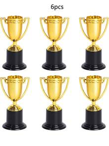 6 piezas de Trofeos Miniatura de Plástico para Regalos de Fiesta, Accesorios, Recompensas, Artículos de Premio, Competencias de Jóvenes y Adultos - Ver 7