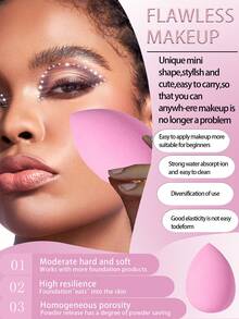6/4/2/1pc Multi-Functional Pink Makeup Sponge/Cosmetic Sponge, Foundation Base Sponge, Suitable For Liquid/Cream - Multicolor - View 8