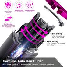 Portable Wireless Auto Curling Iron, Ceramic Curling Wand With LCD Display, Adjustable Heat Temperature And Time, Auto Rotating Curling Tong, Suitable For Home And Travel Use, Best Choice For Women Hair Curling - Multicolor - View 5