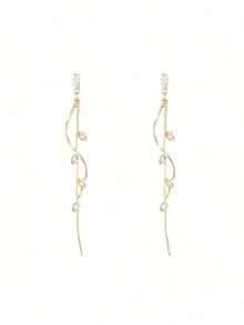 Light Luxury Long  Tassel Earrings Women, Ins Style, Elegant Rotating Twisted Stud Earrings, Internet Celebrity Ear Accessories - 白色 K S329 - 查看 6