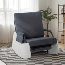 Silla reclinable mecedora para adultos, moderna silla reclinable tapizada de felpa con bolsillo lateral - Gris Oscuro - Ver 9