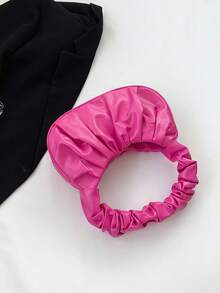 Fashionable High Cost-Effective Ruched Cloud Bag, Solid Color Shoulder Underarm Bag, Versatile Solid Color Handbag For Women - Hot Pink - View 9