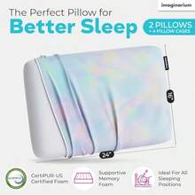 Imaginarium - Almohada refrescante de espuma viscoelástica con funda fresca al tacto paquete de 2 algodón dulce más 2 fundas de almohada adicionales - Azul marino - Ver 2