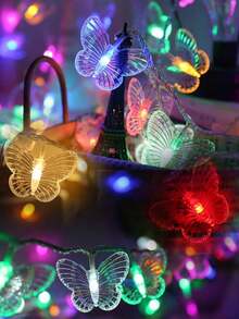 1 Stringa di luci a farfalla calde e realistiche, a batteria, design carino e adatto per camera da letto, cameretta, festa, matrimonio, decorazione per vacanze - decorazione multifunzionale per interni, può essere appesa al camino, alle scale, agli scaffali (batterie non incluse) - Multicolore - Visualizzare 3