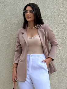 Women's Blazer Max Long Coat Formal Suit Tailoring Elegant Formal Overcoat - 裸體 - 查看 5