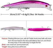 OriGlam 10pcs Fishing Lures - Life-Like Swimbait, Minnow Hard Lure Bass Trout Baits Kit, Topwater Hard Baits Crankbait Swimbait For Saltwater Freshwater - White - View 4