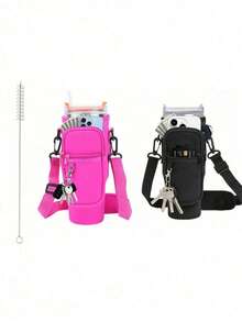 1pc Portable Water Bottle Bag With Phone Pocket, Fits /Maeky 40oz (Approx. 1134ml) Water Bottle, With Handle And Adjustable Shoulder Strap, Compatible With Cup Accessories - Multicolor - View 18