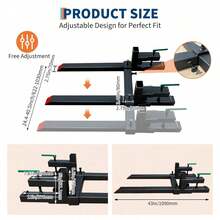 Horquillas de sujeción para cubo de tractor, acoplamiento rápido 907 kg capacidad, 109 cm de ancho - Negro-43 pulgadas - Ver 2