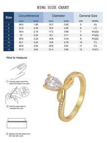 Charm-In 18K Gold Plated Copper Ring Infinity Twist Knot Design Pear Cut Cubic Zirconia Engagement Ring For Women Jewelry - Gold - View 3